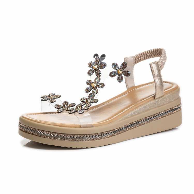 Wedge Sandals Women 2021 New Summer Fashion Fish Mouth Ladies Sandals Rhinestone Women's Sandals Shoes